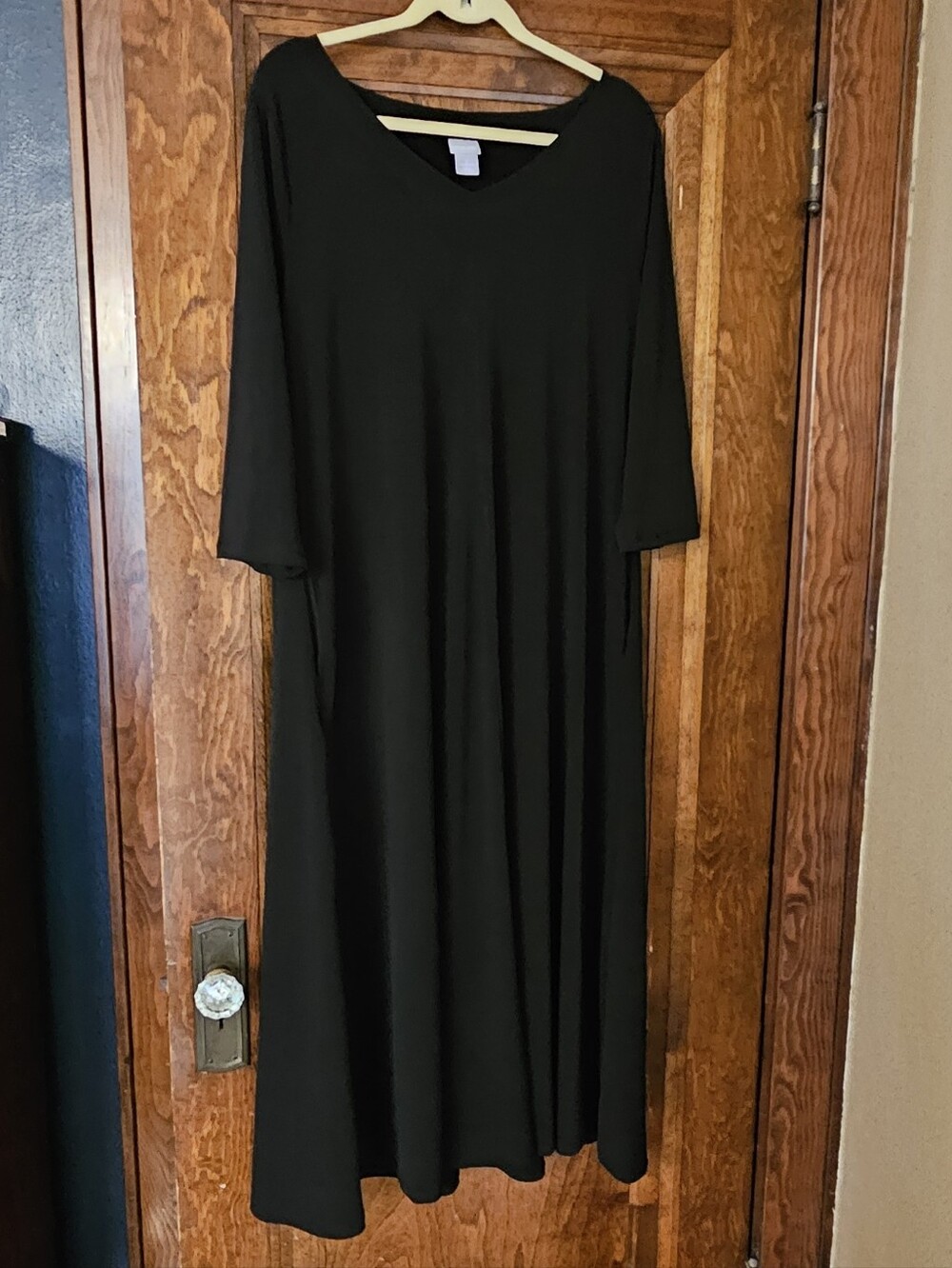 Chico's 3/4 Sleeve Black Stretchy Dress 12-14 NWT